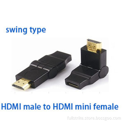 Gold Plated HDMI Male to HDMI Mini Female Adaptor Swing Type